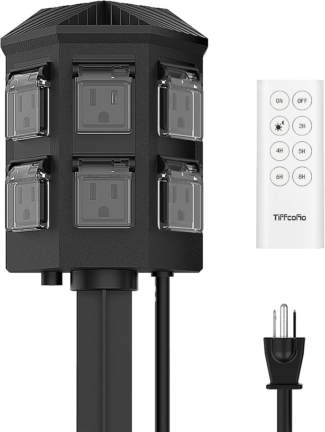 Outdoor Lights Showdown: 100ft Remote, 6 Outlets, Dusk-to-Dawn, Waterproof, ETL Tested