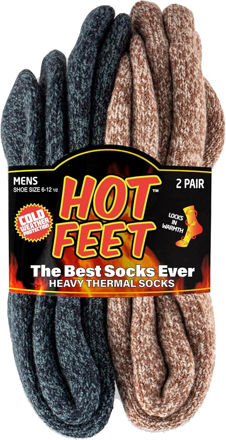 HOT FEET Thermal Socks Tested: 2 Pack Cold Weather Fit vs. Winter Insulated for Size 6-12.5