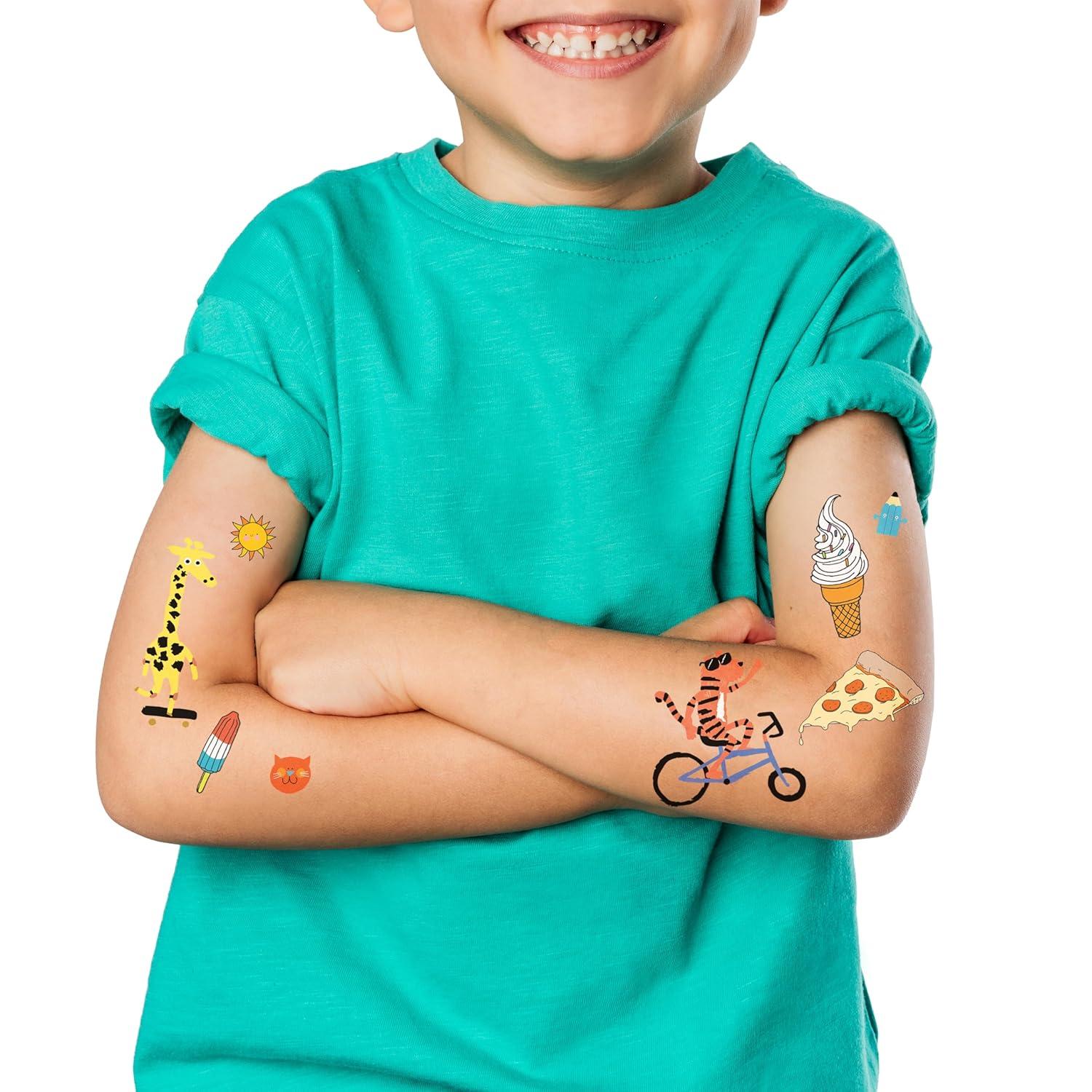 Kids' Temporary Tattoos: 59-Piece Showdown - Skin-Safe, Vegan, Water-Resistant for All Ages