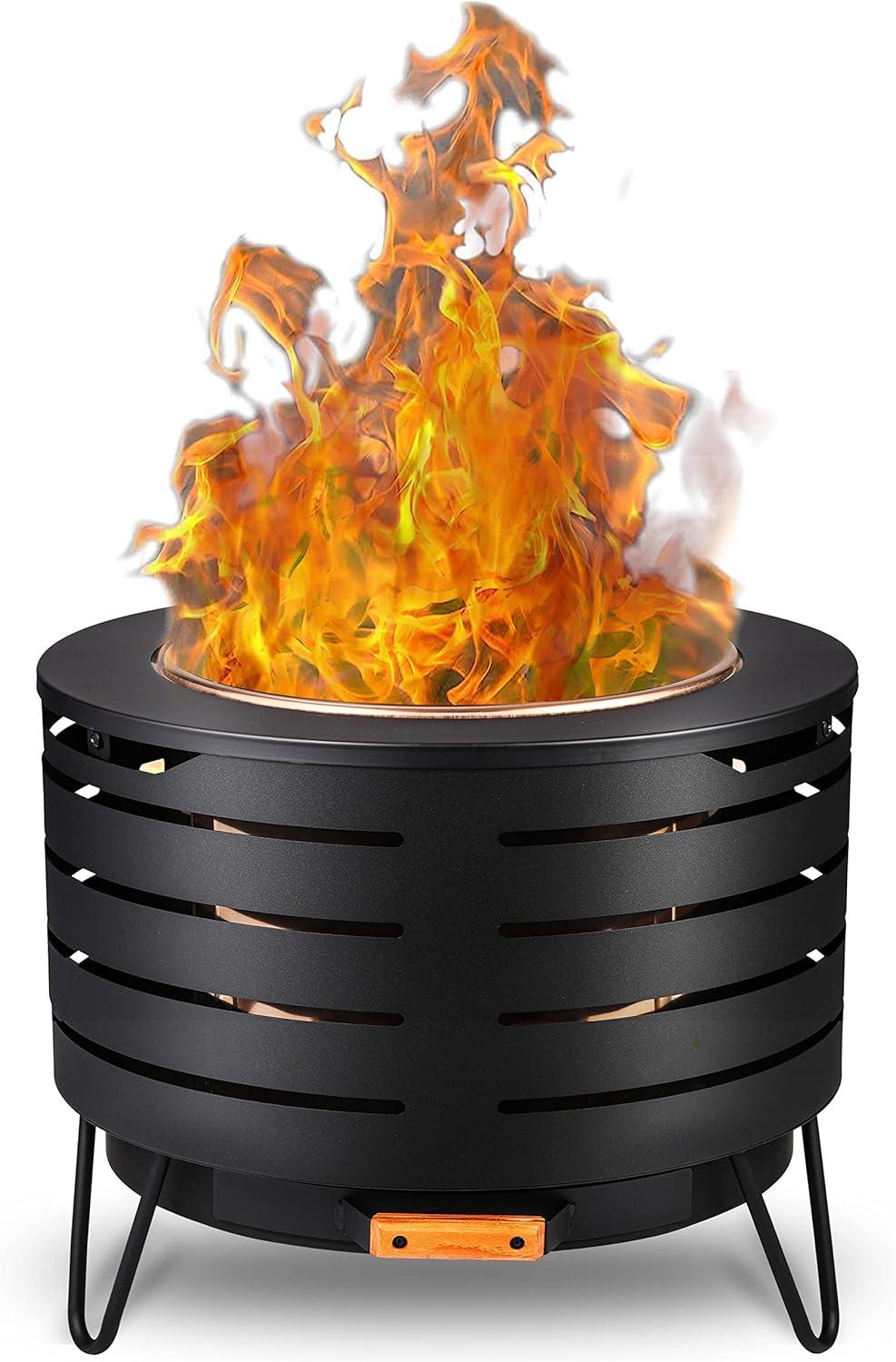 Smoking-tested firepit surprise: Versatile 23-inch style... cover, poker included!