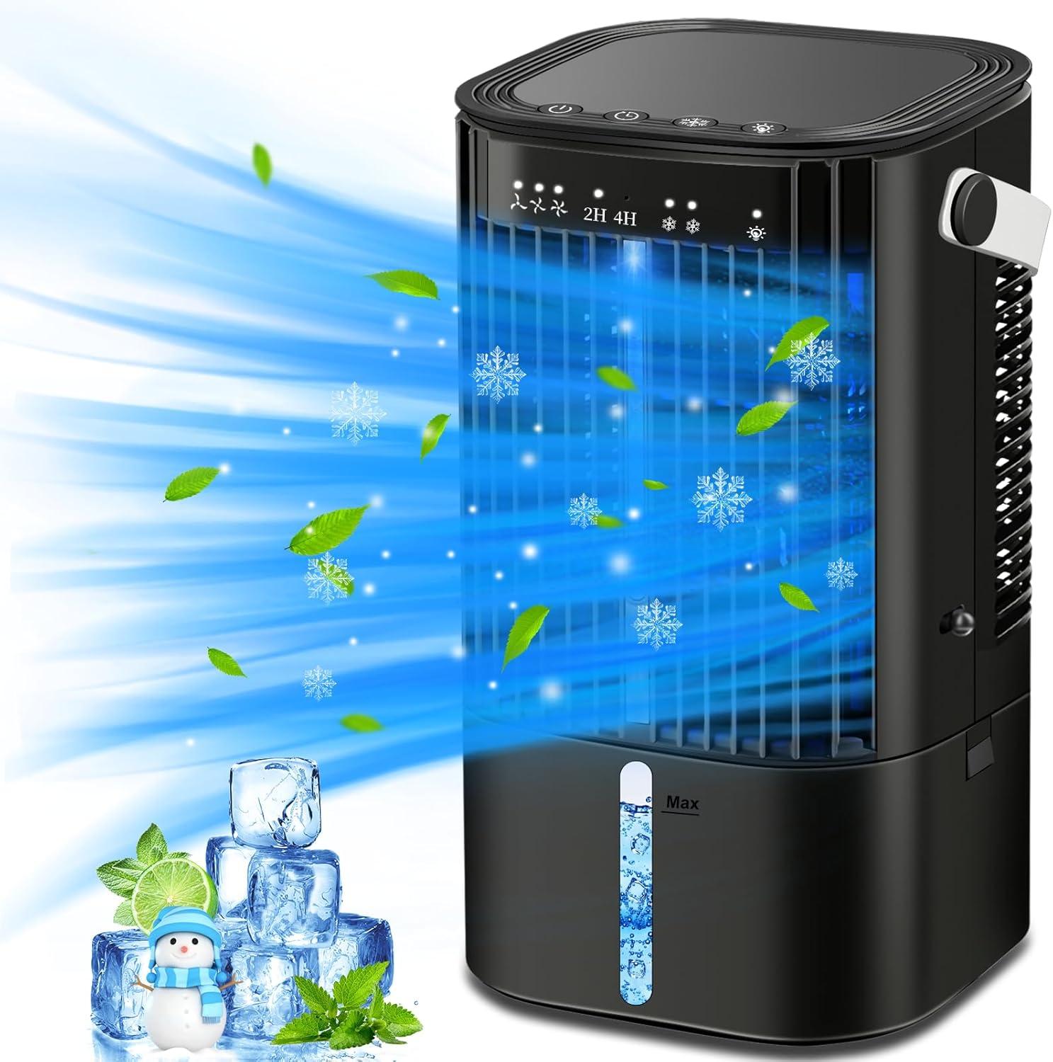 Versatile ACCooler vs. Evaporative: Showdown! 3-Speed Fans, 7-Lights… Perfect Home Office Fit!