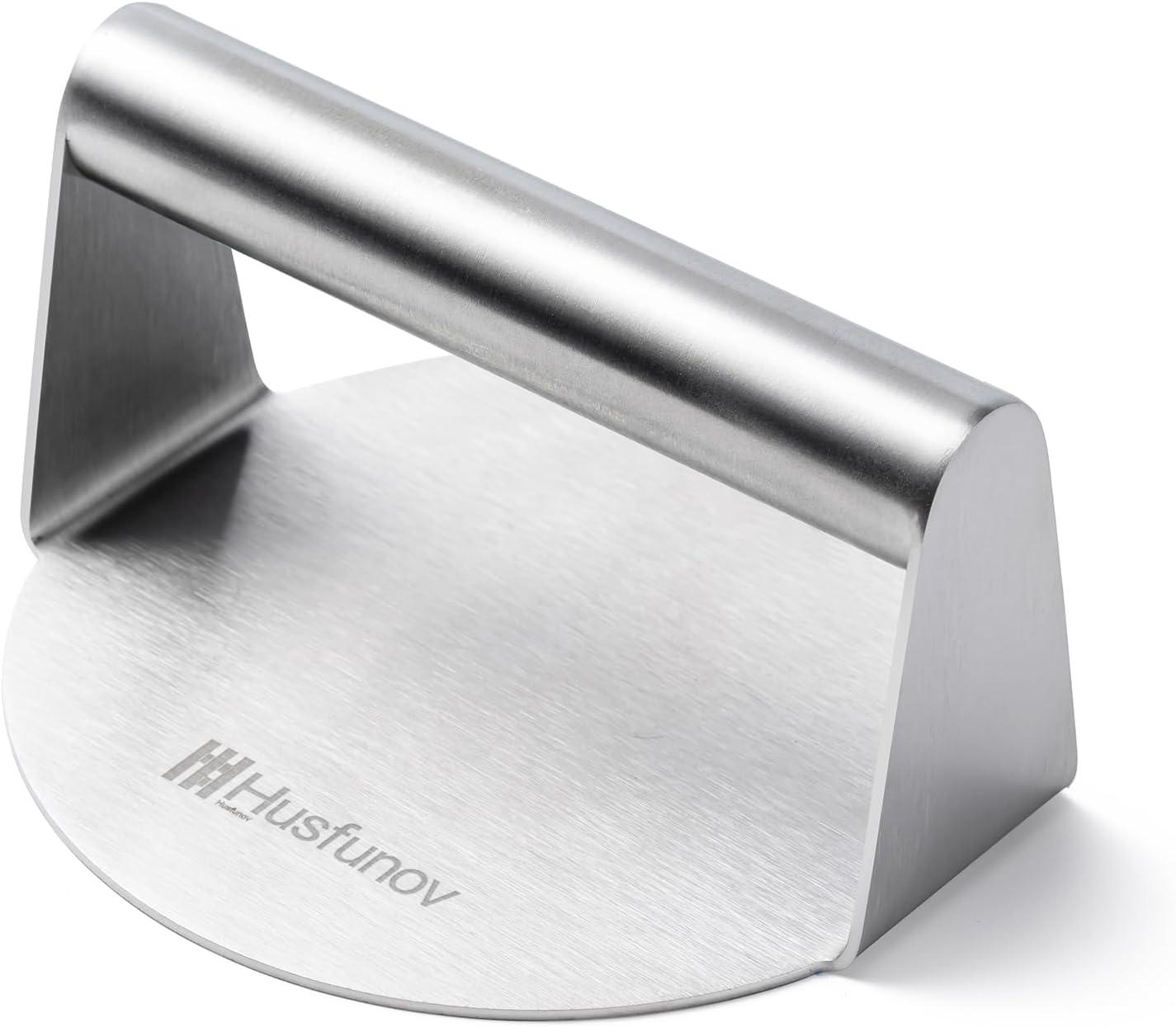 Stainless Steel Burger Press Tested: 5.5-Inch Smasher, Non-Stick & Flat Bottom for Even Grills
