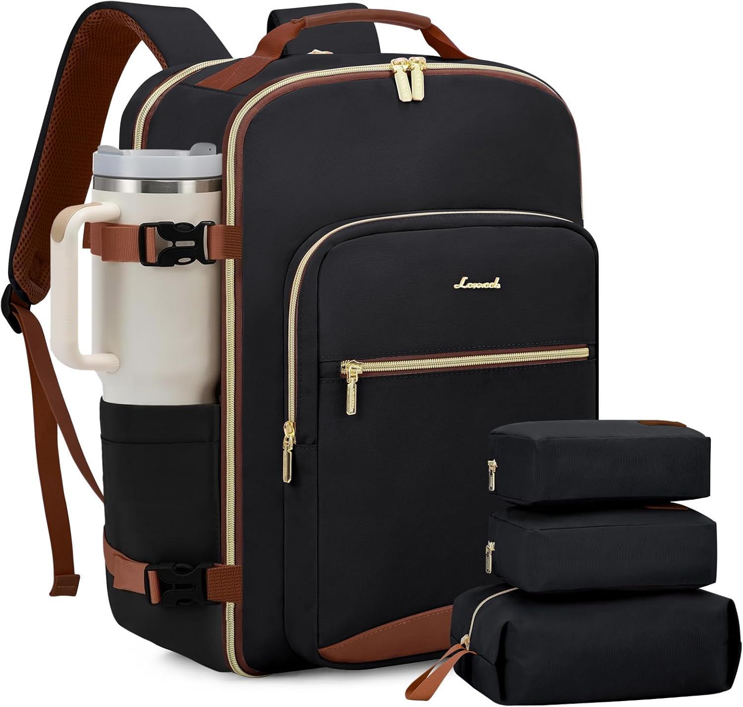 Compares LOVEVOOK 40L Travel Backpack Water... 3 Cubes, TSA & 17" Fit. Airline Essentials