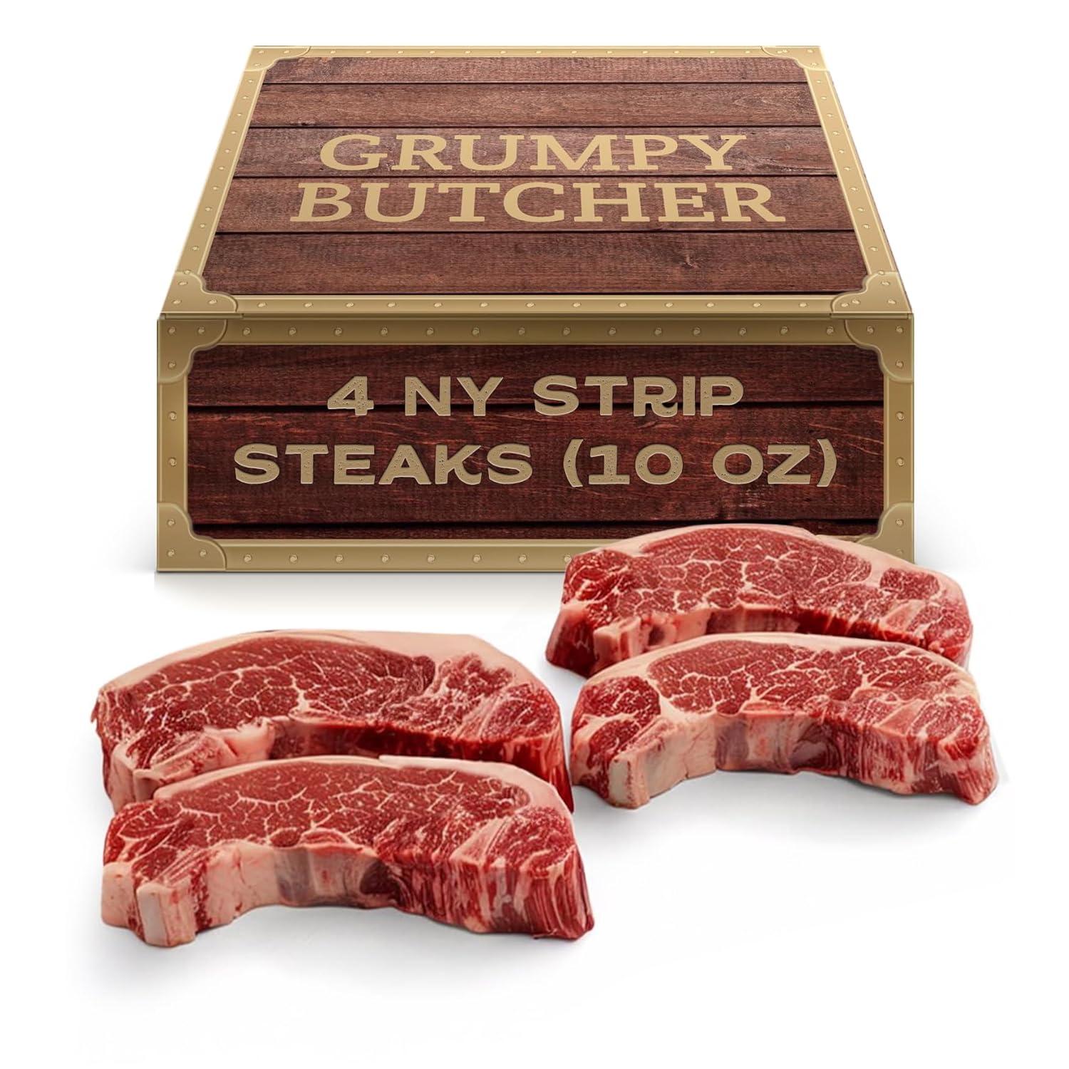 Best Beef Steak - Grumpy Butcher New York Strip Steaks, 10 Ounce (Pack of 4) Review
