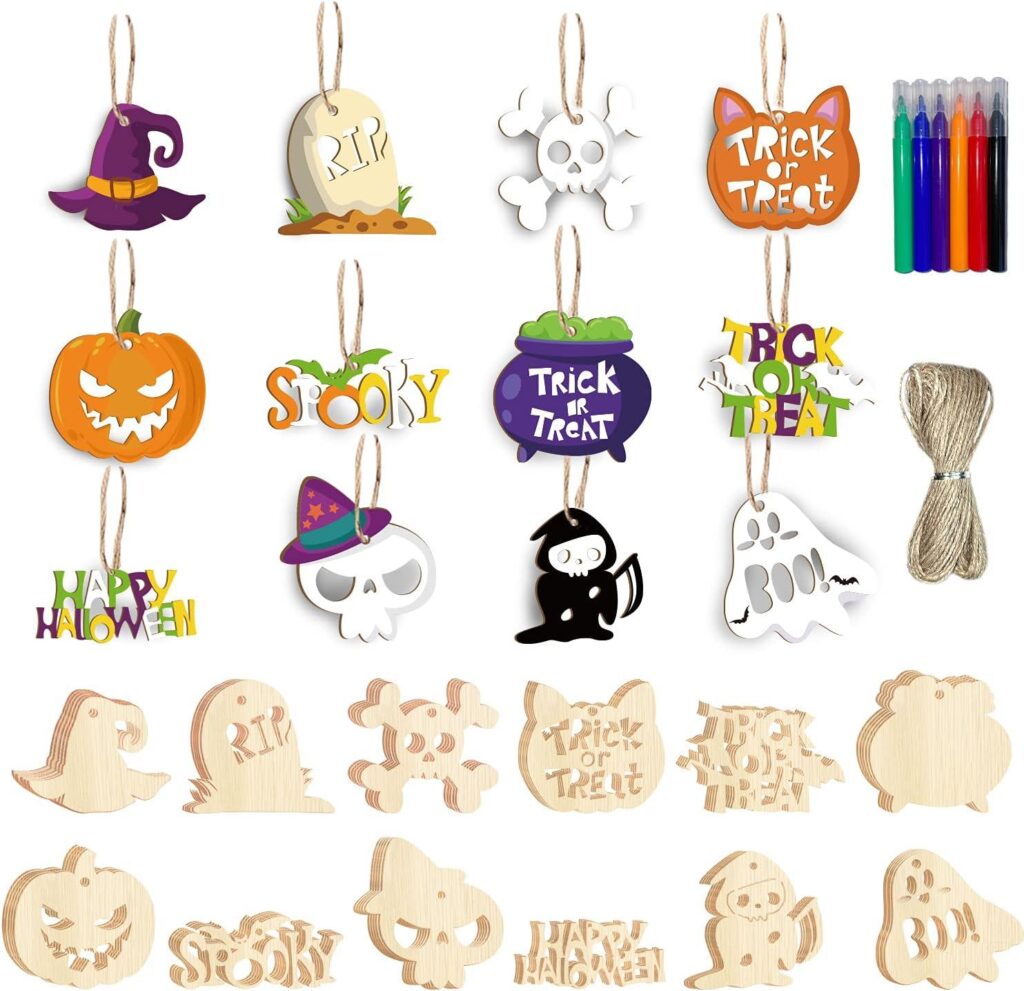 Best Halloween Decorations – KIMOBER 60PCS Wooden Slices Review