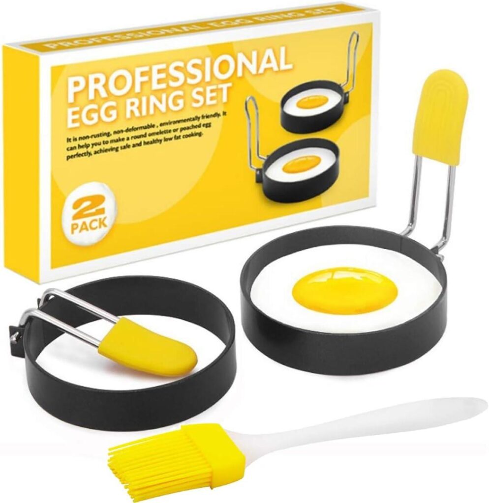Best Kitchen Tool – Egg Ring for Frying Eggs and English Muffin – Round Egg Shaper Mold with Anti-scald Handle – Stainless Steel Non-stick Egg Cooker Ring – 2 Pack Review