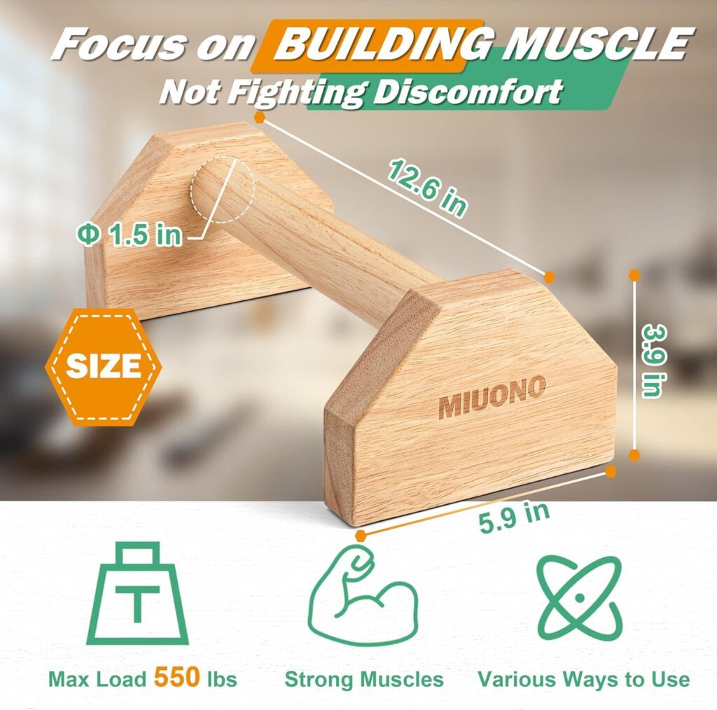 Best Calisthenics Equipment – Parallettes Push Up Bar, Oak Wood for Home Gym