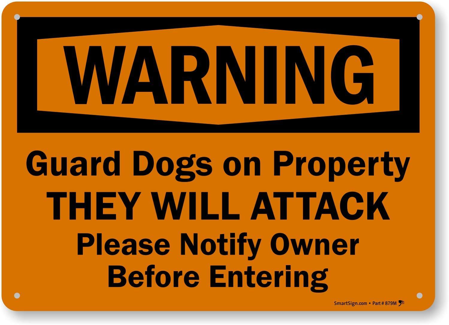 Best Security Sign - SmartSign S-7209-AL-14 Warning Dogs Attack