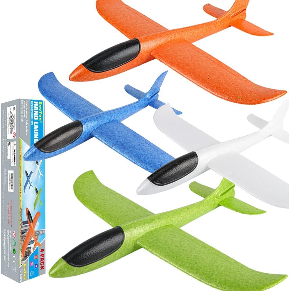Best Outdoor Toys - BooTaa 4 Pack Airplane Set, 17.5" Large, 2 Flight Mode