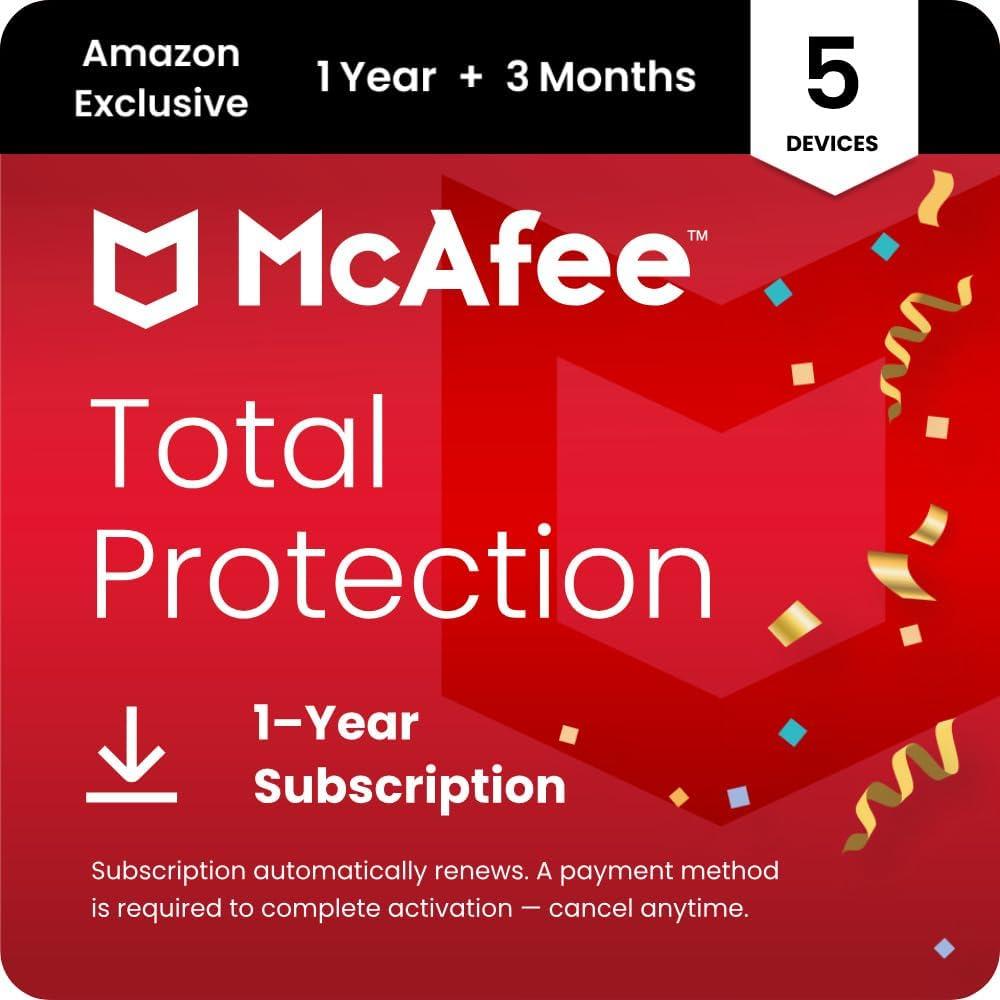Best Electronics – McAfee Total Protection 5-Device | 15 Month Subscription with Auto-Renewal | AI Scam Detection | Download Review