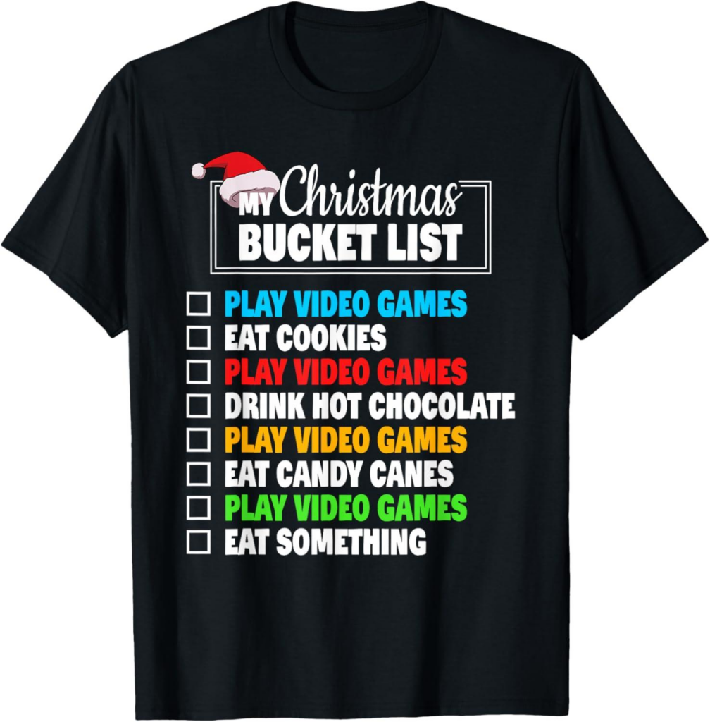 Best Novelty T-Shirt – Xmas Bucket List Video Games Review