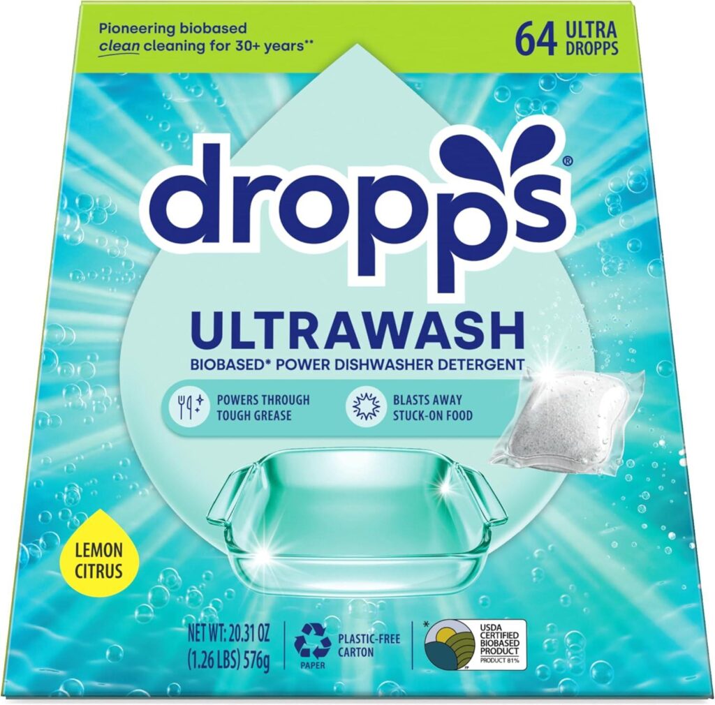 Best Dishwasher – Dropps UltraWash Pods, Lemon Citrus (64 Count) – Biobased Power Deep Clean Review