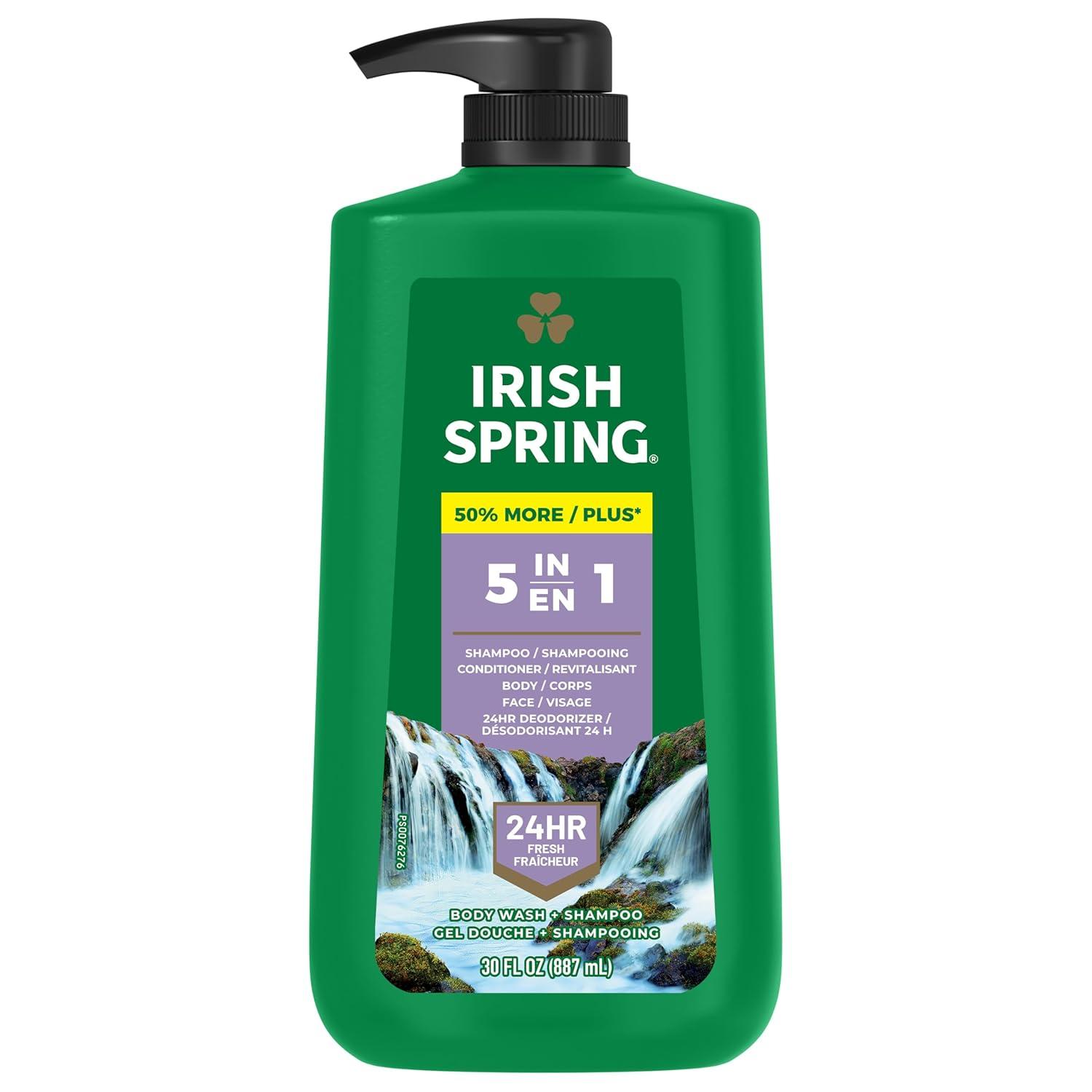 Irish Spring 5-in-1 vs. cleans tested hair, face… fresh 24 hrs