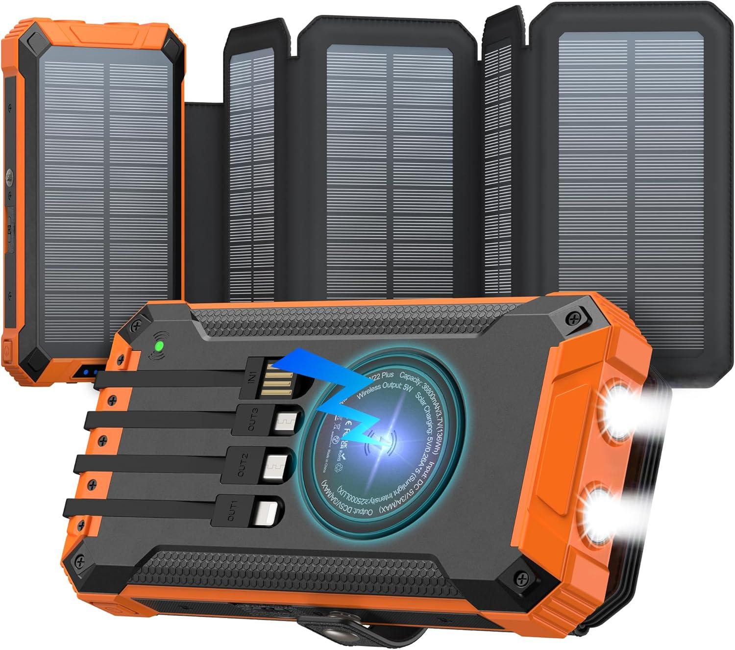 Versatile Versus Tested: Goodaaa Solar Charger's Dual Flashlights... (36,800mAh Power Bank Handle)