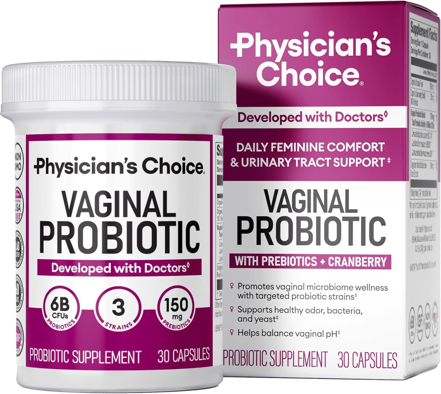 Physician's CHOICE Vaginal Probiotics vs Organic: 6B CFU Tested, Cranberry