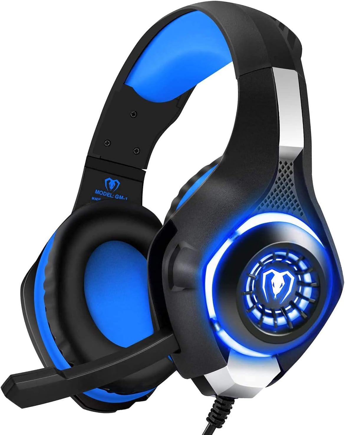 Professional 3.5mm Headset: Tested for Multi-Platform Use... LED Lights & Mic (Blue)