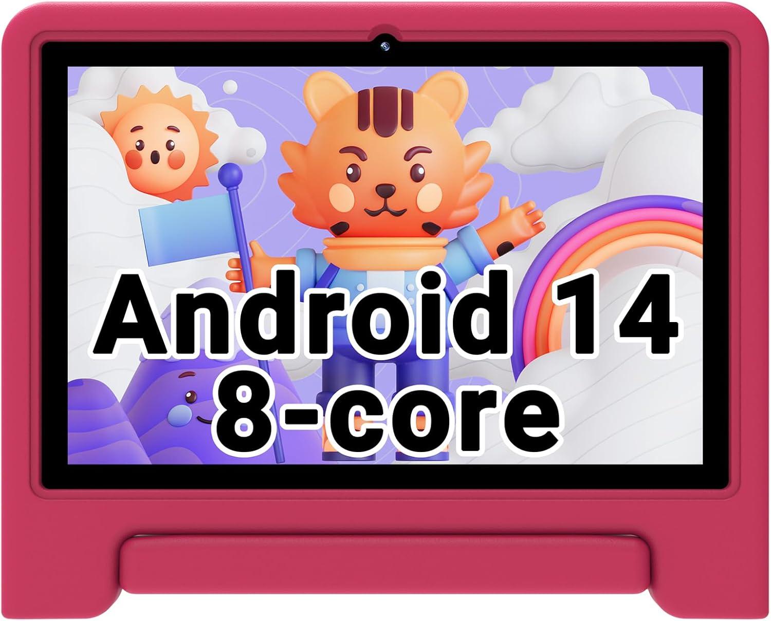 ApoloSign Kids Tablet-2024 Showdown: 10.1-Inch, Octa-core, 64GB, & Droop-Proof Case (Pale Pink)