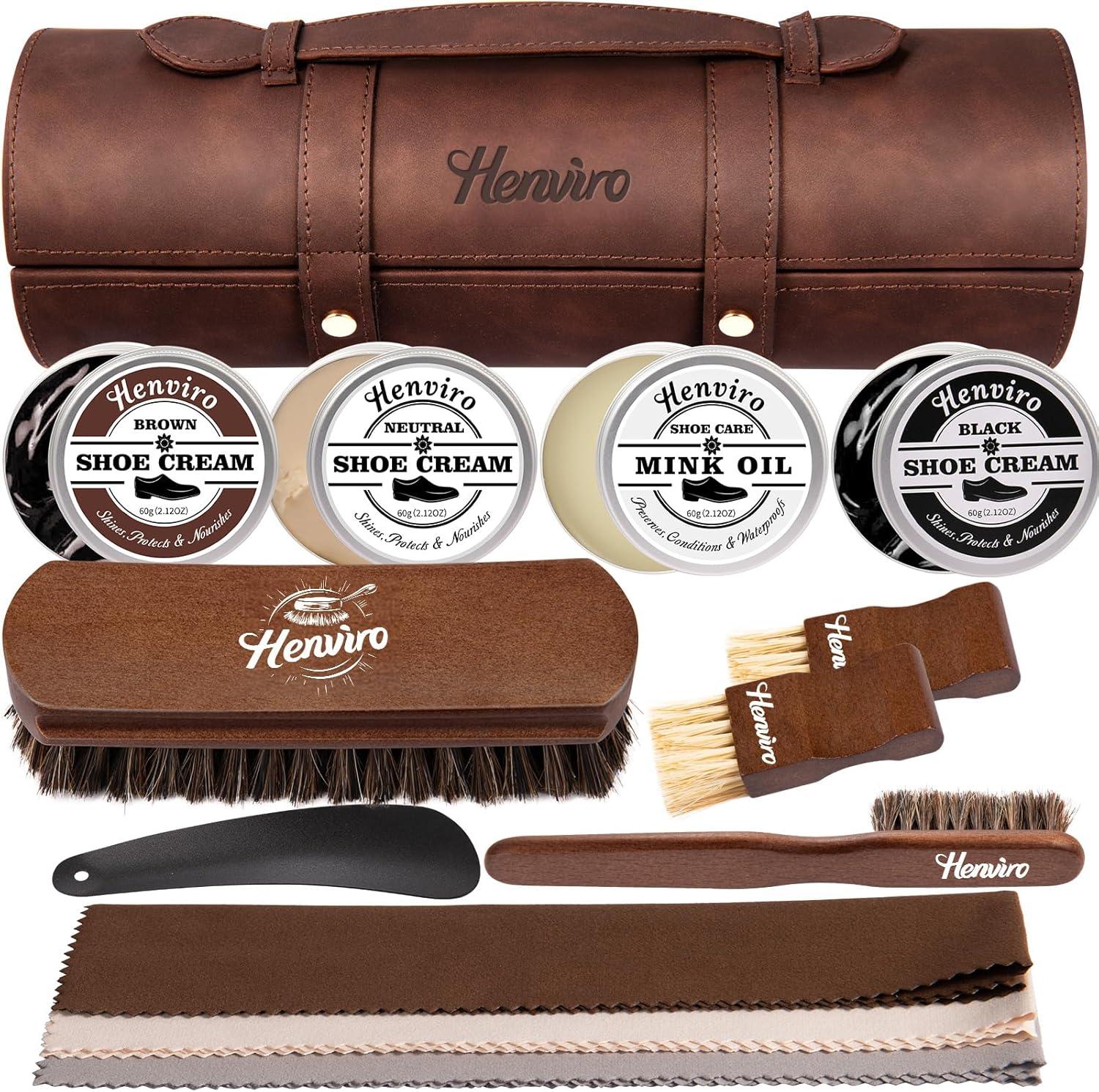 Henviro Leather Shine Kit Showdown: 13-Piece Set vs. Standard Polish for Men's Care