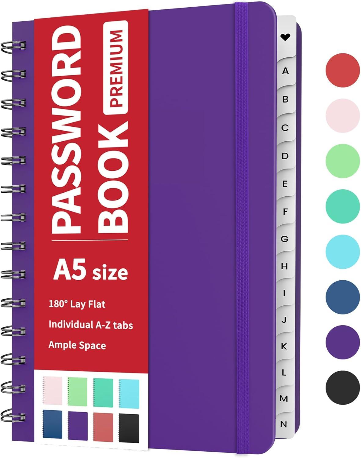 Password Book Showdown: Tested Features, Individual Tabs, Medium Size, Spiral, Cute, & Purple