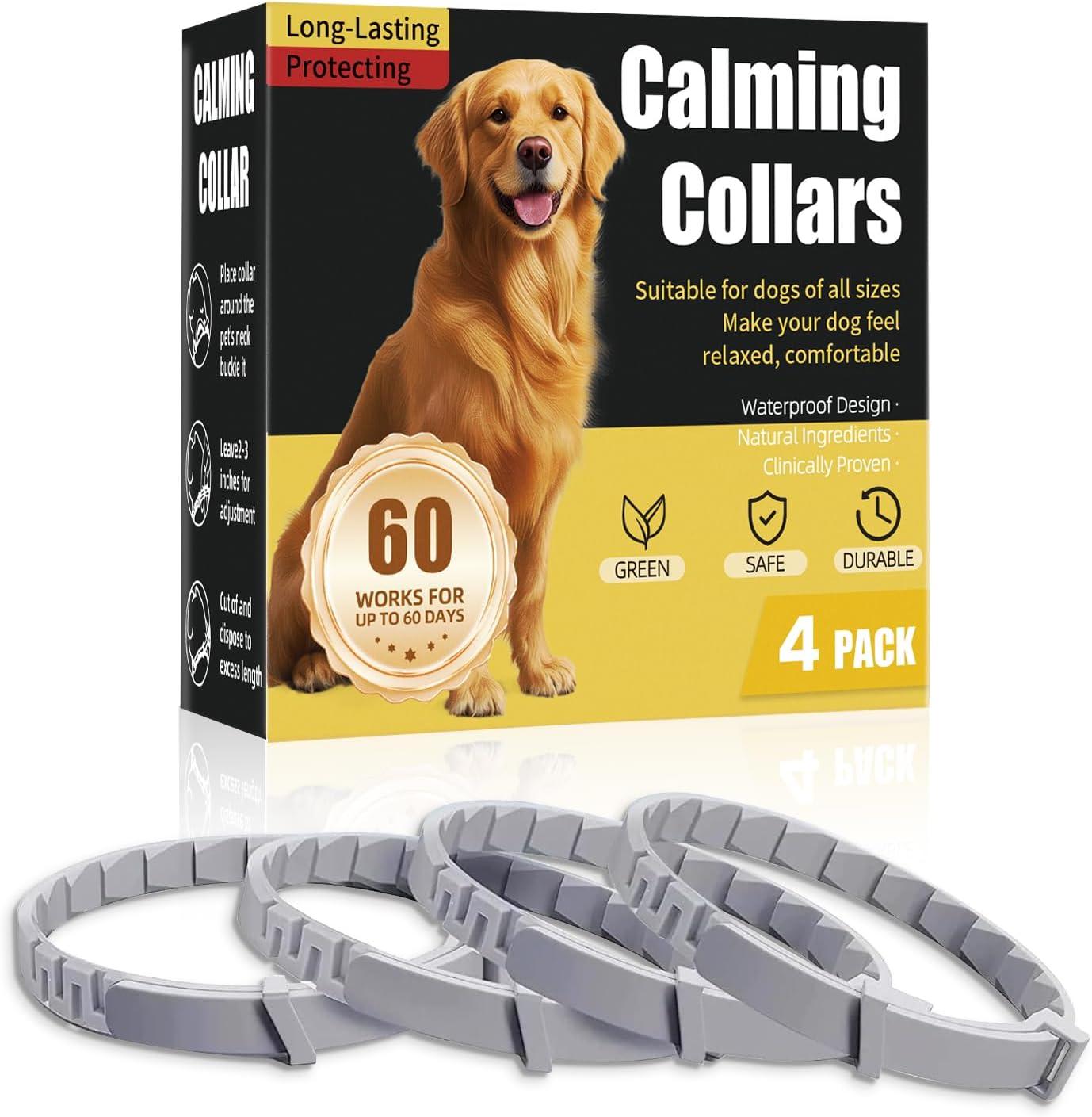 Calming Collar Showdown: 4-Pack Tested, 60-Day Relief, 25-Inch Adjustable for All Sizes