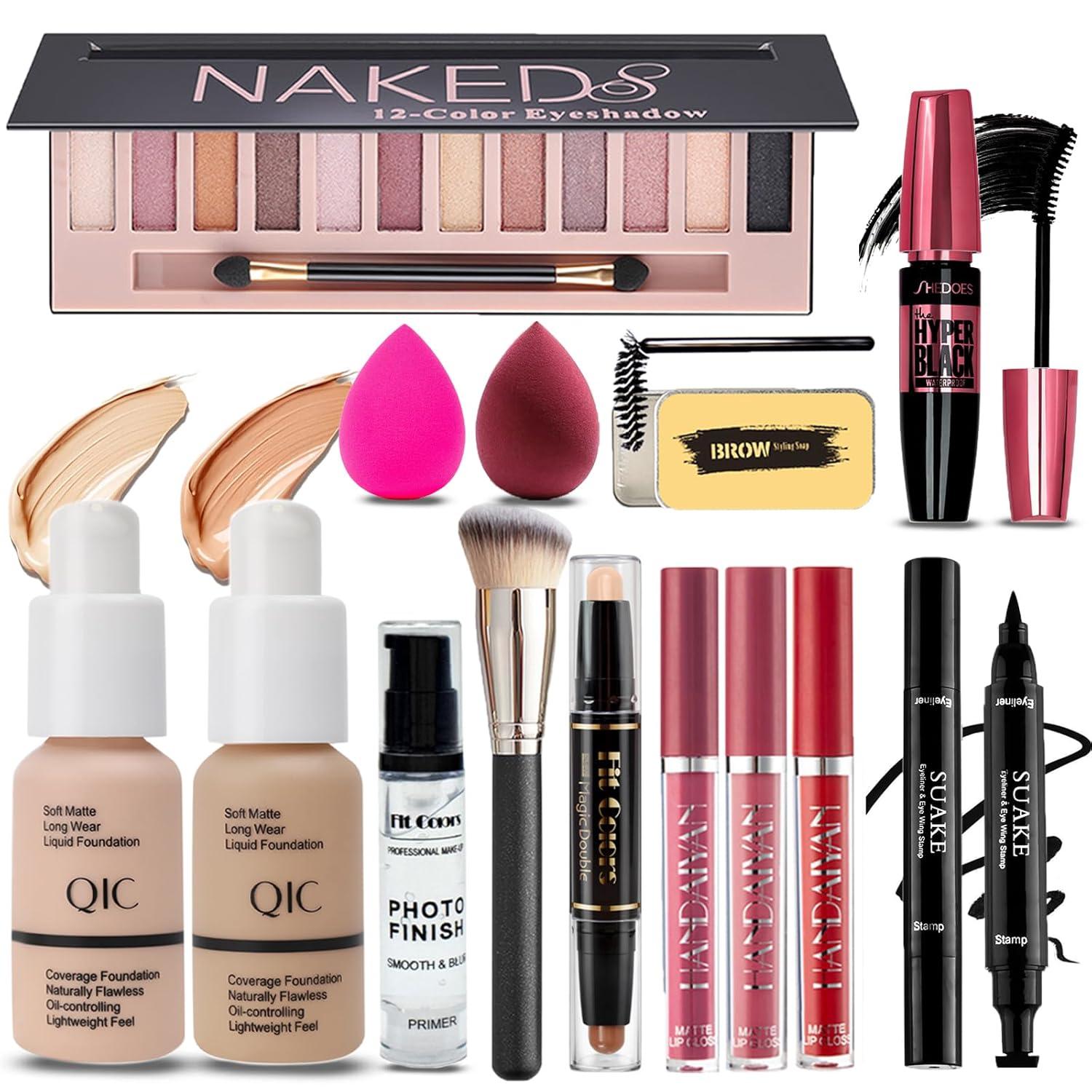 12-Color Eyeshadow Showdown: Makeup Kit's Versatile Contour, Smudge-Proof Eyeliner, & No-Shopping