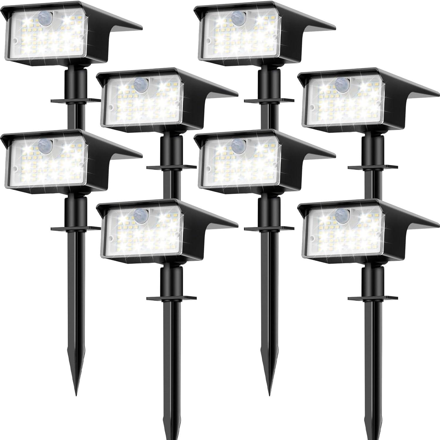 Nipify 8-Pack Solar Lights vs 62 LED Motion Sensors: Surprising Auto On/Off & 3 Modes in Yard Use
