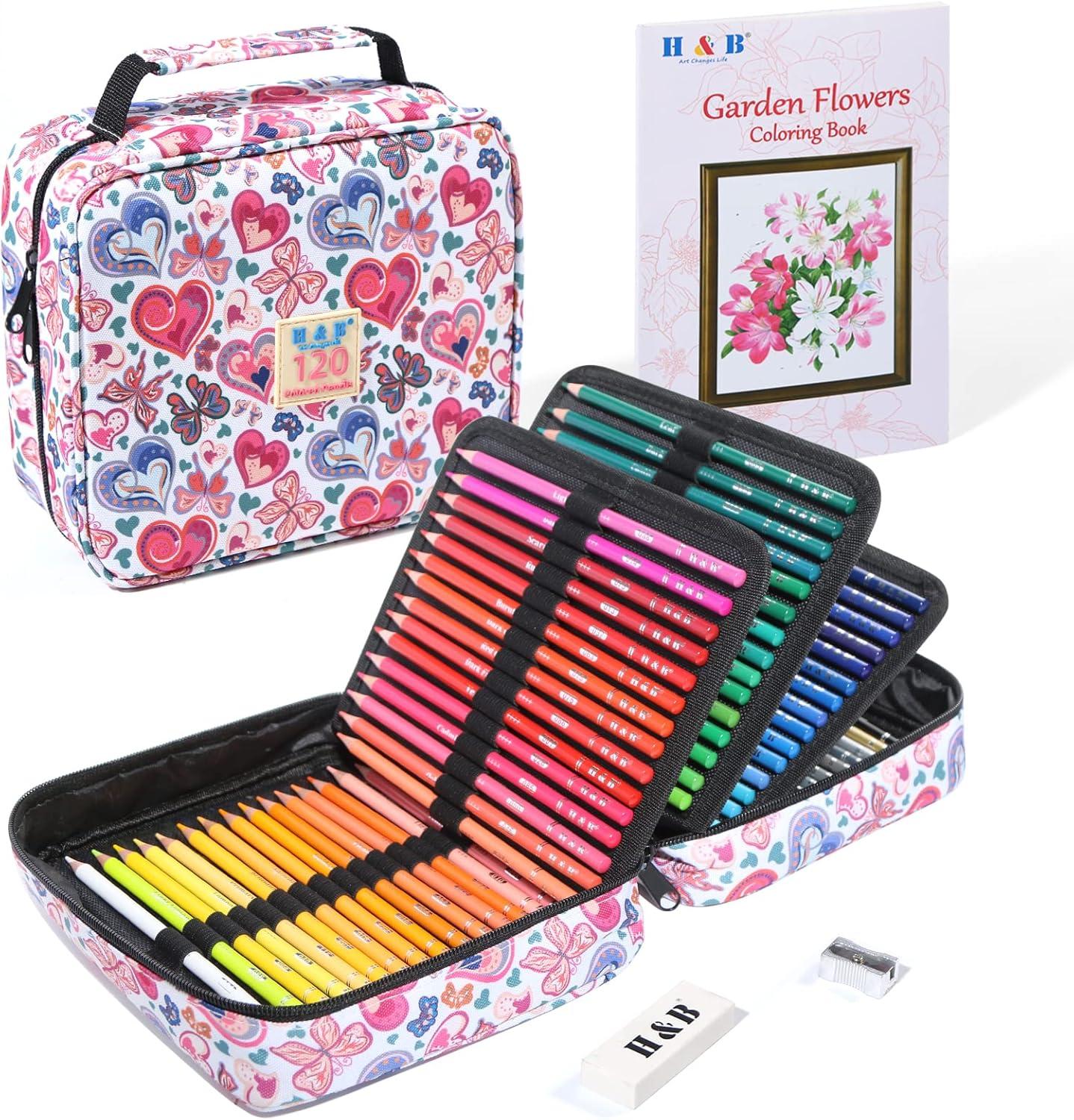 H & B 120 Pencils vs Art Supplies: Surprising Portable Storage & Colorbook Detail for On-the-Go Creatives