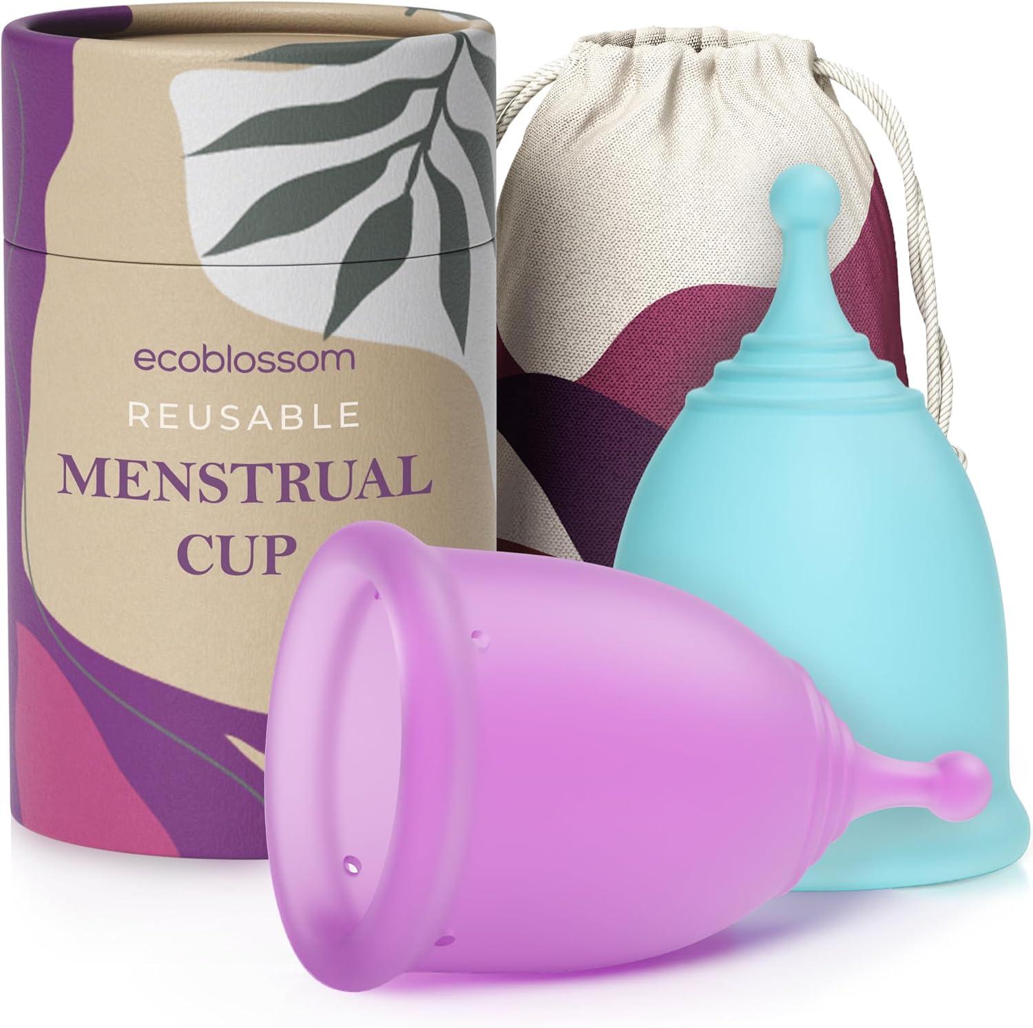 EcoBlossom Menstrual Cups: Medical Grade Silicone & 12-Hour Comfort - Tested for Eco-Conscious Care (Small/Large)