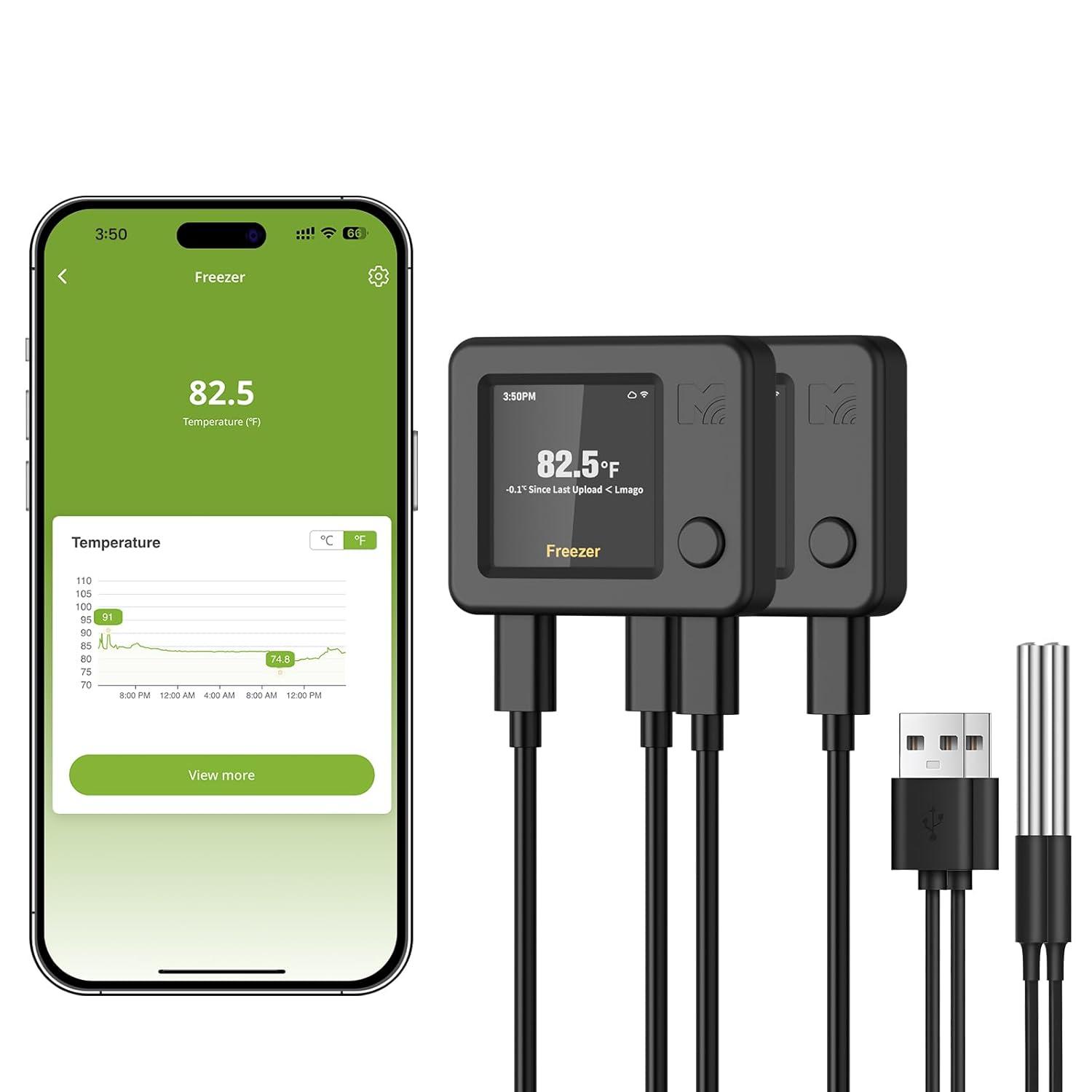 WiFi Thermometer with Surprising 10-Minute Alerts & 2-Year Data Export for Smart Home