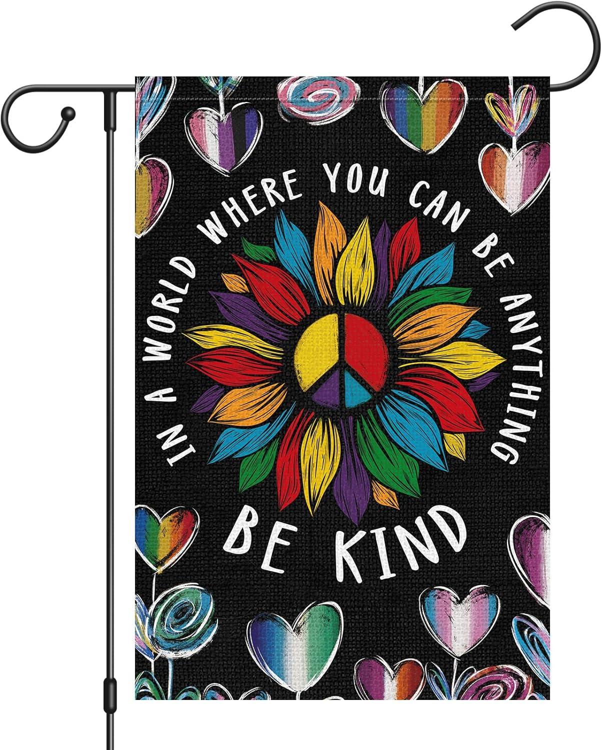 Heyfibro Be Kind Flag vs. Peace Rainbow Heart Garden Flags: Surprise Double-Sided... Rainbow Pride Tested?