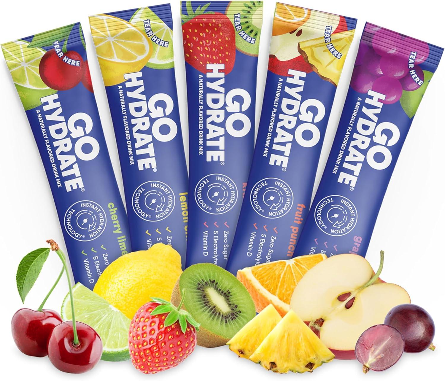 GoHydrate Showdown: Low Sodium Electrolytes vs. Variety Pack Hydration - Sugar-Free & Vitamin D, 30-Packs!