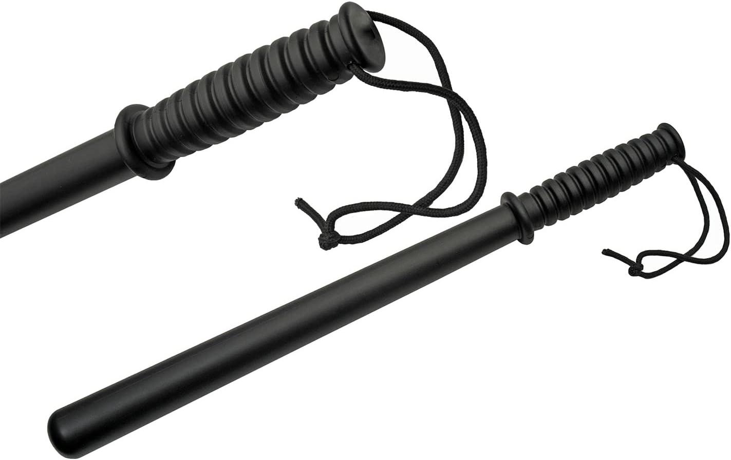 Surprising Showdown: Tire Thumper Tested-Black Baton, Ribbed Handle, Wrist Lanyard