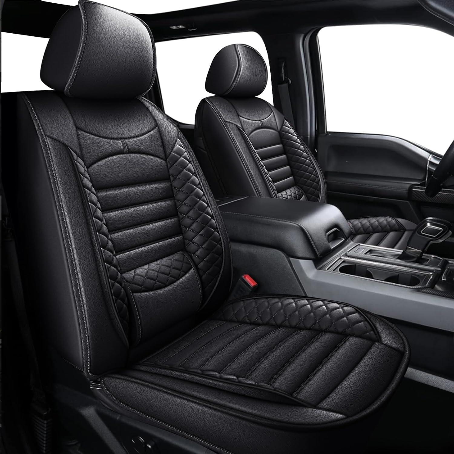 Tested: 5 Seat Full Set Faux Leather vs. Durable Canvas - Surprising Fit for Ford Trucks (Black)