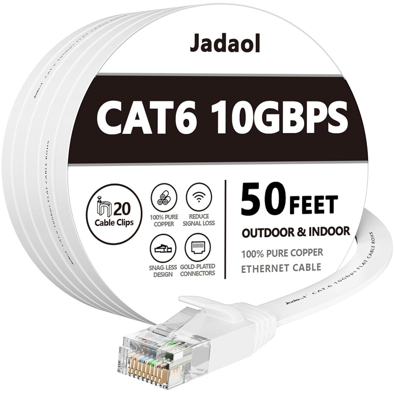 Jadaol Cat 6 vs Cat8 Ethernet Cable Showdown: 50 ft Tested, 10Gbps, Flat Design?