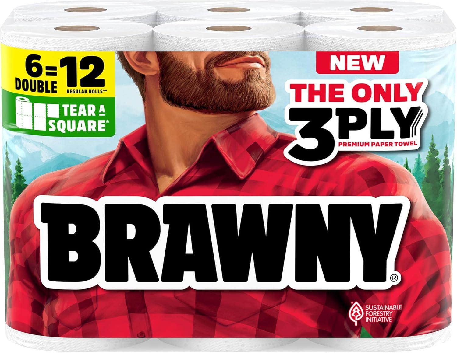 Brawny vs. Generic: 3 Sizes & 6 Double = 12 Regular, 3-Ply - Surprising Value!