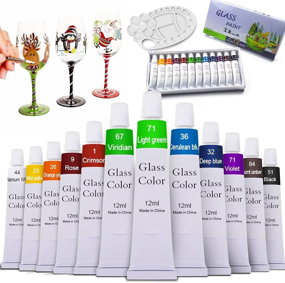 Happlee 12 Colors Glass Paints Showdown: Non-Toxic, Quick-Drying, Waterproof for Kids' Creative Projects