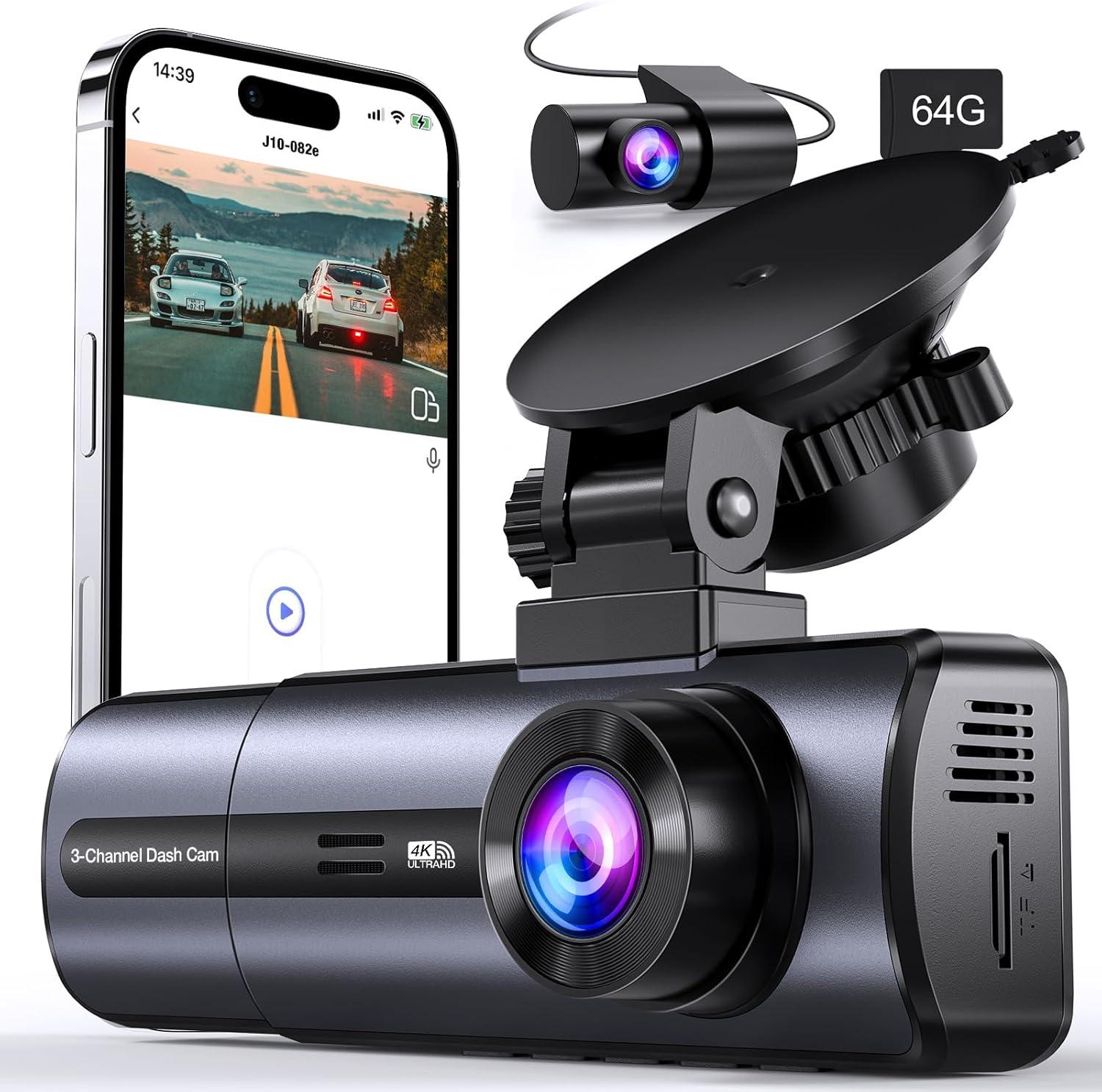 3-Channel Dash Cam Tested: 5GHz WiFi, 64GB Storage, Night Vision