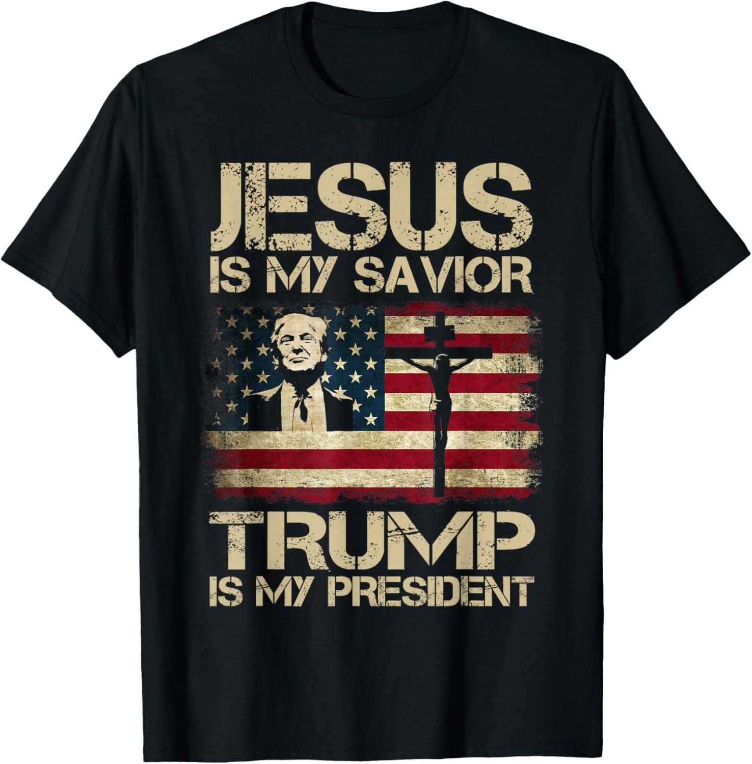 Best Political Top-Rated Jesus is My Savior Trump 2024 USA Flag T-Shirt Review