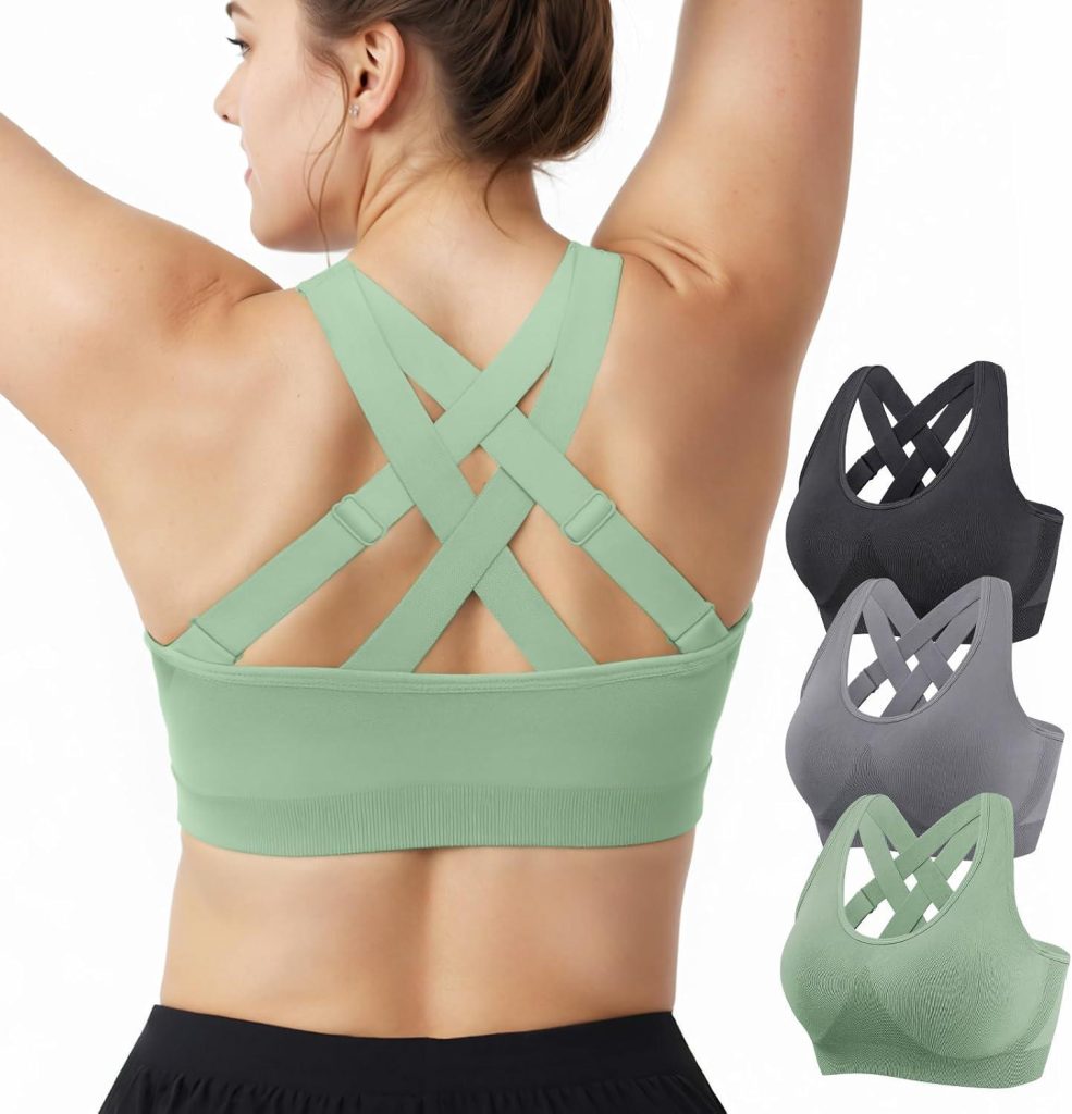 Best Adjustable Crossback Sports Bra – FITTIN Support Sports Bras for Women: Padded Crossback Full Coverage Bralette for Gym Dance – C-DDD Review
