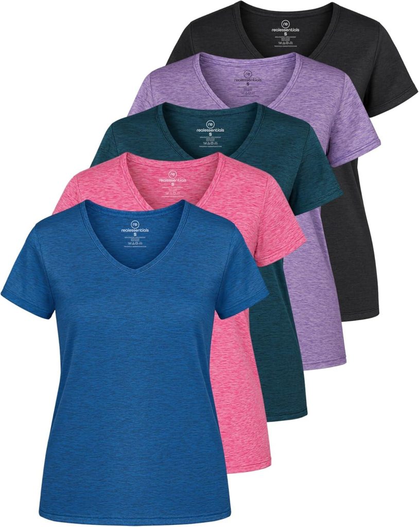 Best Fitness Shirt – Real Essentials 5 Pack Women’s V Neck Review