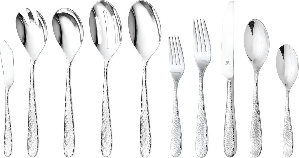 Best Flatware Set – Hammered Silverware Set with Serving Utensils Review