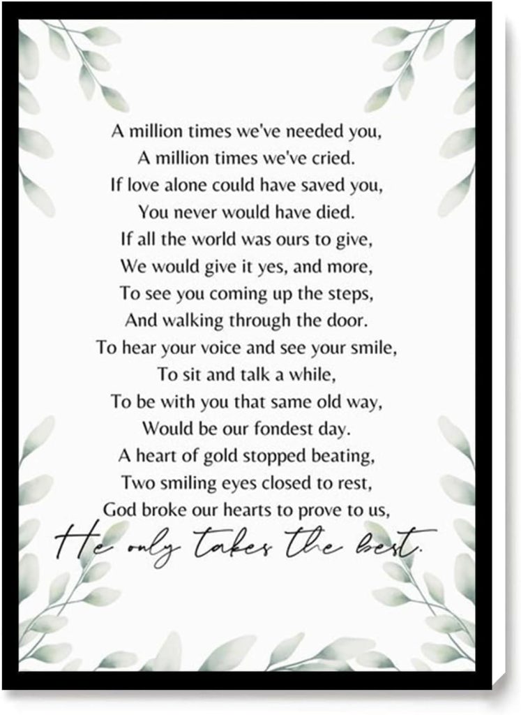 Best Wall Art – A Million Times Poem He Only Takes the Best Grief Review