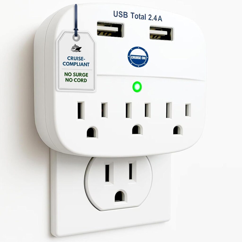 Best Electronics – Cruise Approved Power Strip – Non Surge Protector for Cruise Ship with 2 USB Outlets – Cruise Ship Essentials 2026 for Carnival, Princess, Norwegian, Holland America, MSC & Major Cruise Lines (White) Review
