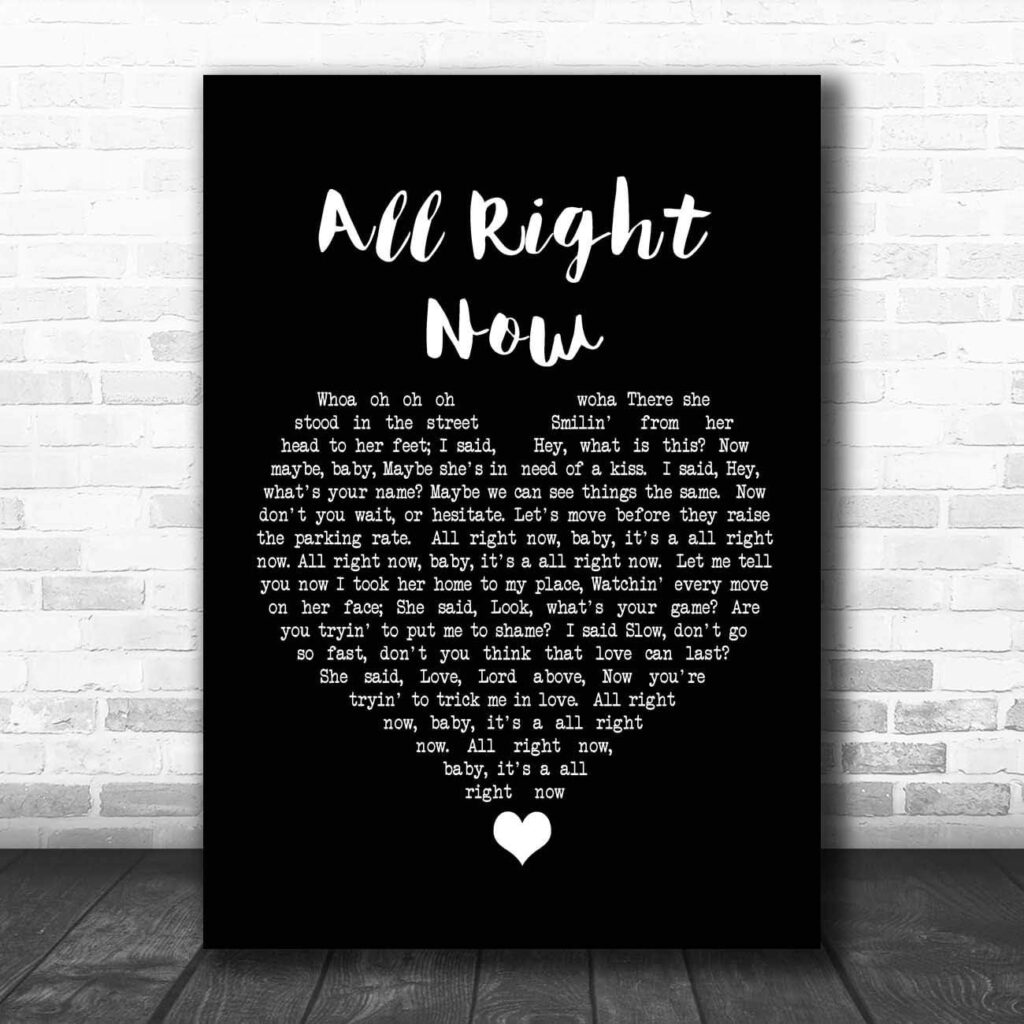Best Wall Art – All Right Now Black Heart Song Lyric Print Review