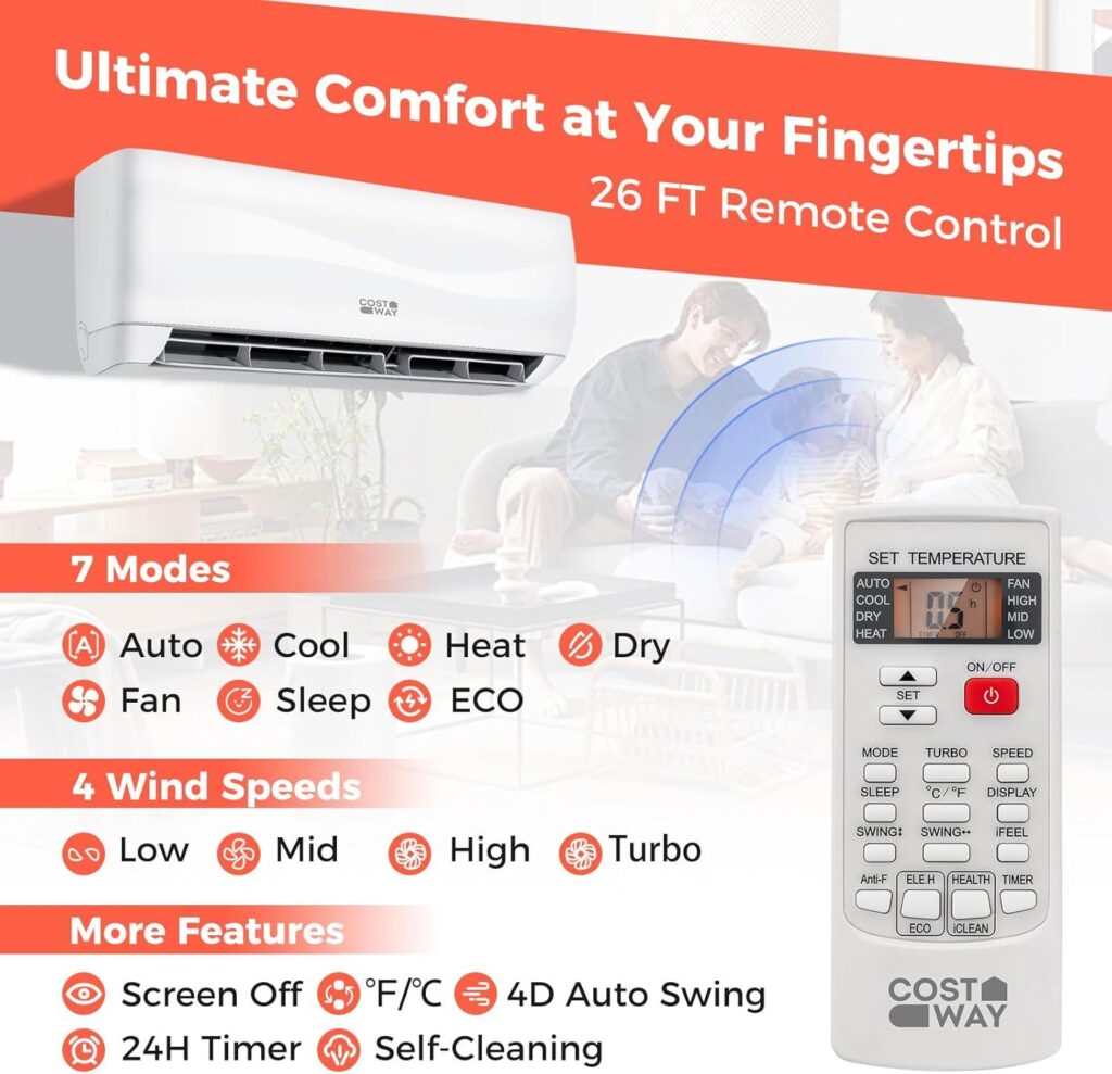 Best Ductless Air Conditioner – COSTWAY 12000BTU Mini Split Review