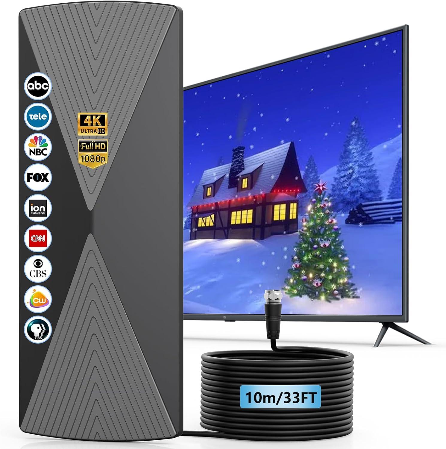Long-Range TV Antenna, 1200+ Miles - Compared Review, 4K Boost, Surprising Performance... Smart TV Friendly!