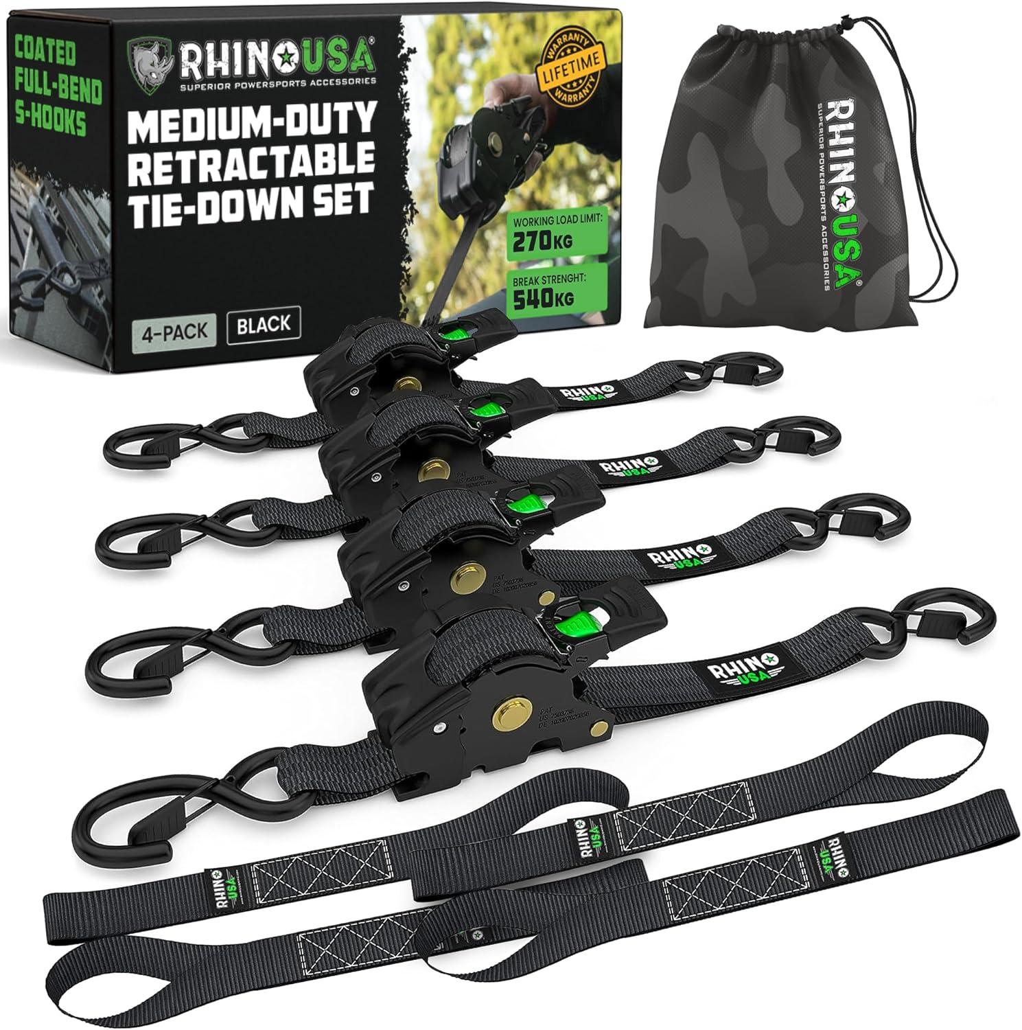 Auto-Retracting Tie Downs: 4-Pack Tested for 1,209lb Surprising Truck Security