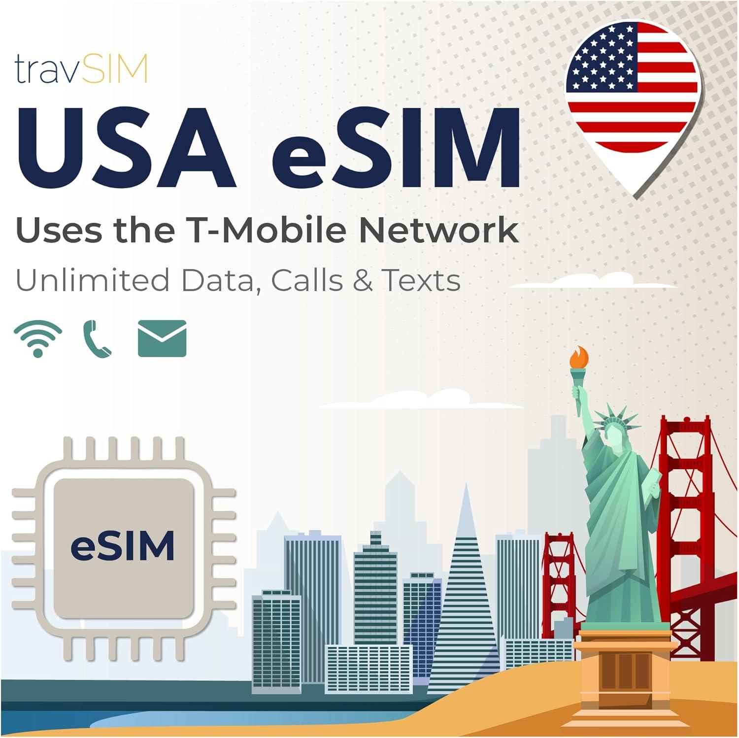 Surprising Insight: eSIM Cards Compared-travSIM USA, T-Mobile, 21-Day, Unlimited Data?