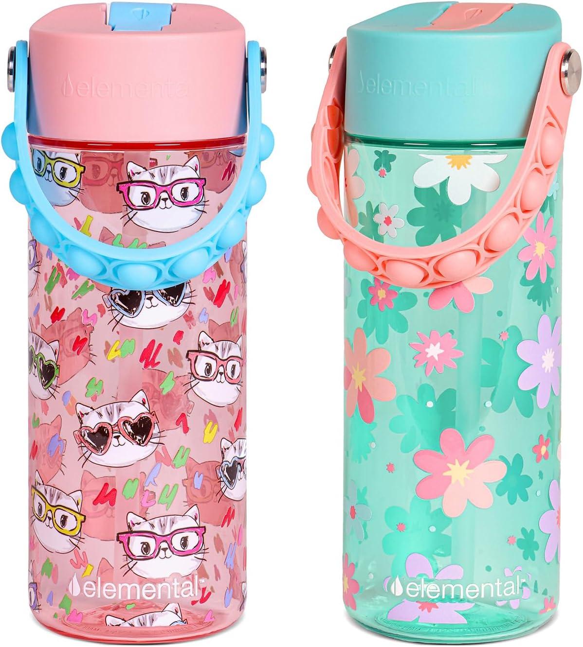 Kids Water Bottle Showdown: Tested Leak-Proof, Pop-it, Tritan & Cat Blossom (2 Pack)