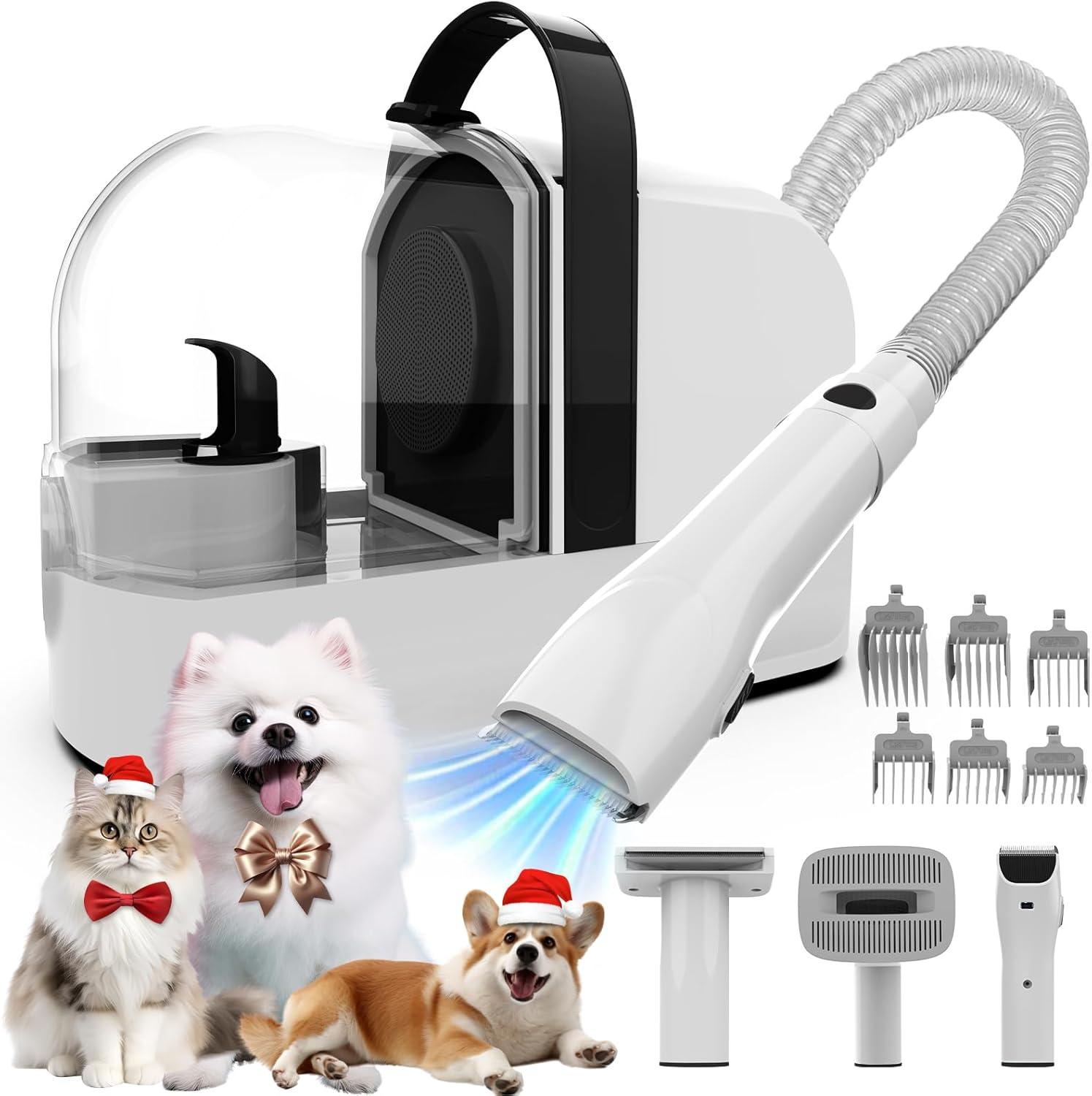 Compares Dog Grooming Vacuum vs. Pet Clippers… 12,000Pa, Shedding Brush, Low Noise Tool (PG10 Black)